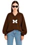 M Printed Unisex V-Neck Sweatshirt