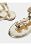 Gold Flower Detail Flat Sandals - 3
