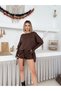 Women's Coffee-Colored Belted Shorts Dress with Finger-Loop Detail - 5