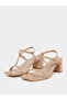 Beige Block Heel Slingback Sandals - 3