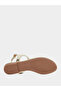 Gold Flower Detail Flat Sandals - 6