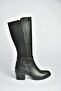 V965030509 Black Thick Heeled Women's Boots with Rubber Detail on the Back - 6