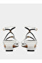 White Metal Trim Accent Strappy Sandals - 4