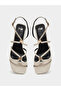 Cream Metal Trim Accent Strappy Sandals - 6