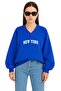 New York Printed Unisex V-Neck Sweatshirt