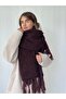 Large Size Soft Knitted Scarf Women Dark Brown - 4