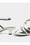 White Metal Trim Accent Strappy Sandals - 3