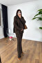 Brown Scarf Sweater Pants Knit Set - 241060 - 2