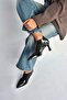 V676523608 Black Patent Leather Thick Heeled Women's Shoes
