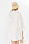 Women's Light Beige Self-Striped Front Tie Kimono Shirt Arm-24Y001101 - 7