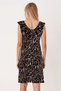 Women's Black V-Neck Collar Ruffle Sleeveless Dress Arm-25Y001098 - 4
