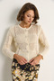 Women's Ecru Perforated Embroidered Knitwear Cardigan 20251045 - 3