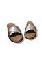 Women's Slippers Genuine Leather Cross Strap Metallic Bronze - 4