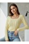 New Product Women's Ruffle Fabric Long Sleeve Square Neck Blouse - 2