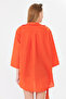 Women's Orange Self-Striped Front Tie Kimono Shirt Arm-24Y001101 - 7
