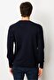 Men's Crew Neck Steel Knit Wool Sweater Dark Blue - 3