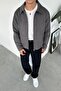 Gray Suede Fabric Basic Relaxed Jacket