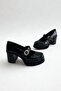 Black Thick Heeled Women's Shoes P9015 - 4