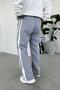 Gray Piece Stripe Detail Embellished Baggy Tracksuit - 4
