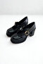 Black Thick Heeled Women's Shoes P9015 - 6