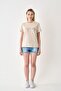 Women's Ribbed Collar 100% Cotton Stone T-Shirt