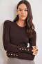 6736 Women's Crew Neck Sleeve Drop Knit Sweater Brown