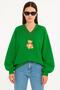 Bear Printed Unisex V-Neck Sweatshirt