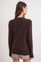 6736 Women's Crew Neck Sleeve Drop Knit Sweater Brown - 7