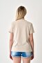 Women's Ribbed Collar 100% Cotton Stone T-Shirt - 5