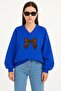 Ribbon Printed Unisex V-Neck Sweatshirt