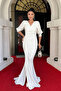 Glitter Fabric Fish Model Flywheel Detailed Evening Dress - White