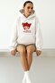 3 Yarn Combed Cotton Alice in Wonderland Printed Unisex Hooded Sweatshirt