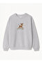 Women's Oversize Fit Sweatshirt Little Deer Printed – Crew Neck, 3 Thread Fleece