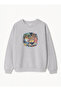 Unisex Oversize Fit Sweatshirt with Long Ear Family Print – Crew Neck, 3 Thread Fleece