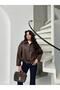 Brown Faux Leather Collar Bomber Jacket - 2