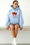 3 Yarn Combed Cotton Alice in Wonderland Printed Unisex Hooded Sweatshirt