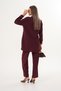 Women's Burgundy Stone Print Detailed Pocketed Shirt Pants Set - 8