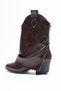 Women's Brown Leather Bellows Long Boots Zipper Detail Metal Accessories Thick Heels 6.5 cm Maloria - 5