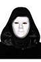 Black Hooded 120 cm Cape and White Paintable Full Face Mask - 2