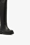Black Genuine Leather Flat Heel Side Zipper Long Women's Boots - 4