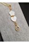 Gold Color Heart and Star Model Natural Stone Necklace - 3