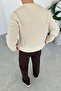 Cream Crew Neck Oversize Knit Sweater - 4