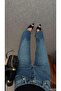Washable Dark Blue Straight Jeans - 5
