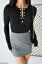 New Season Snap Closure Collar Long Sleeve Bodysuit / Blouse Black Color - 4