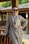 Women's Mink Shawl Collar Tunic Pants Set - 3