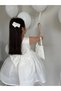 5 Pieces Off White Girl's Puffy Flower Motif Evening Dress Wedding Party Dress+ Gloves+ Buckle+Bag - 4