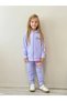 Girl's Labubu Printed 100% Cotton Zippered Lilac Top and Bottom Set - 3