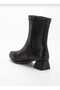 Kedın Black Mid-Cut Stitched Boots with Zipper Short Heel Boots - 4