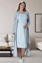 Blue Striped Long Dressing Gown Nightgown Pajamas Maternity Set - 2
