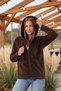 Women's Brown Plush Soft Zippered Hooded Welsoft Vest with Pockets 22Kckteres - 4